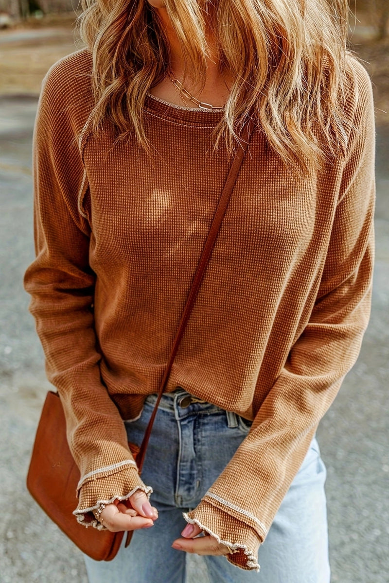 Zooey Brushed L/S Top Light Brown