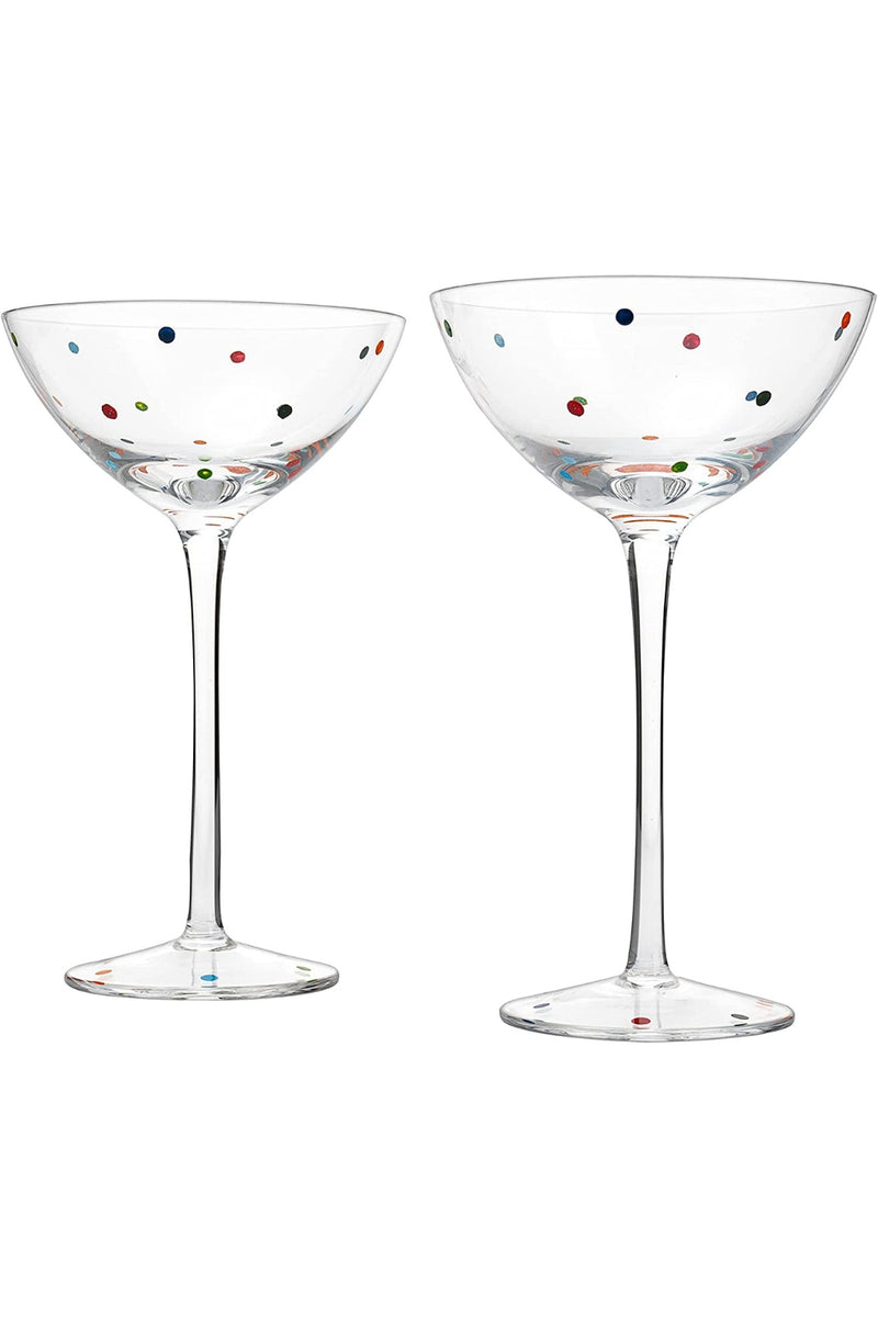 Polka Dot Confetti Stemmed Martini Glass