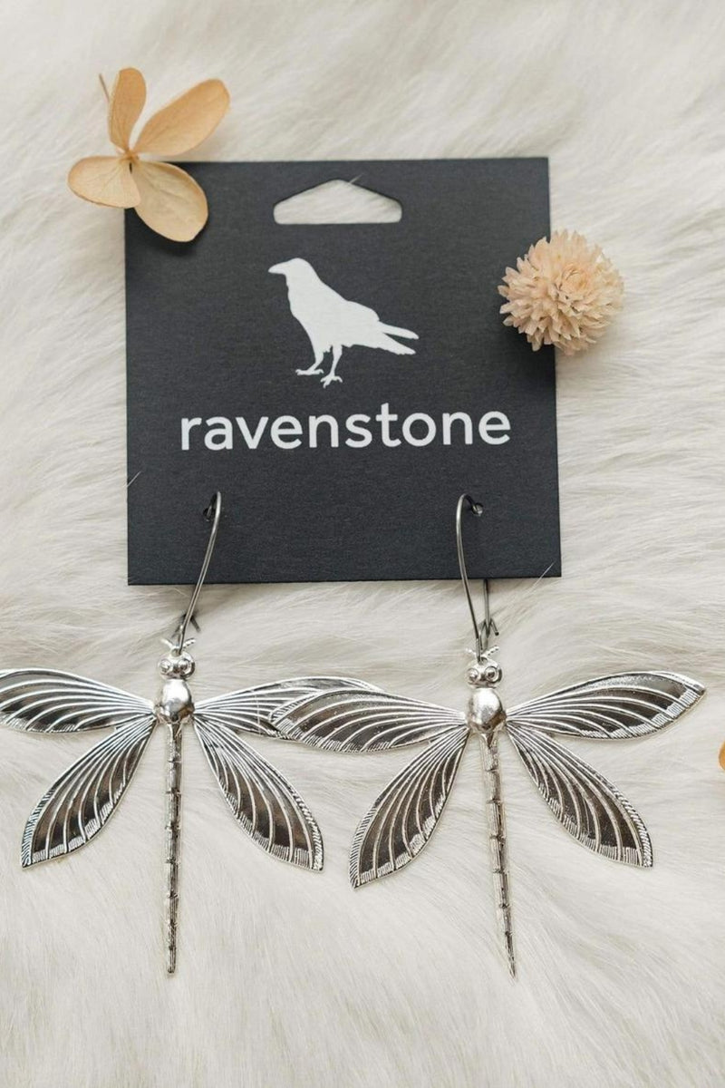 Ravenstone - The Silver Dragonfly Earrings