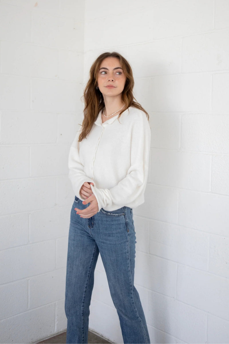 Piper Button Up Cardigan - Snow