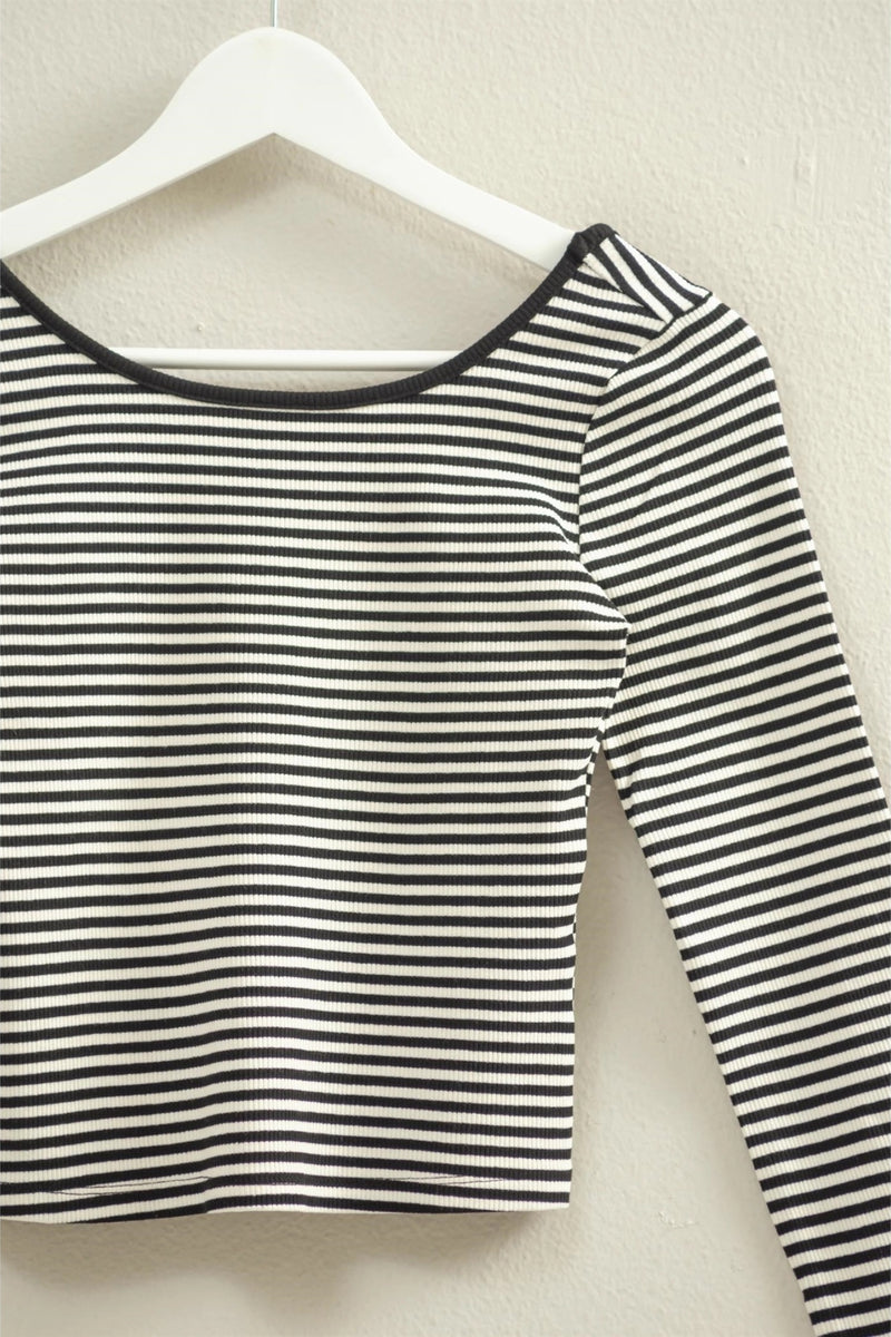 Mikey L/S Stripe Top - White + Black
