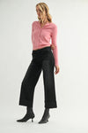 Just Black Denim Scissor Cut Cuffed Slim Wide Denim - Washed Black