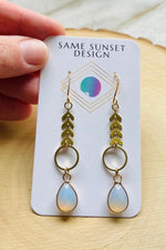 Same Sunset Design Opalite On Hoop Dangle Earrings