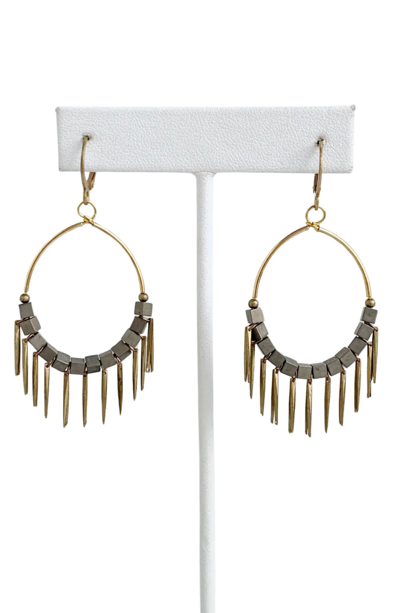 Gunmetal Squares with Tassels Earrings