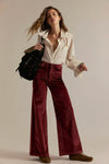 Kellee High Rise Palazzo Denim Pants Brick Wall Corduroy