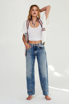 Free People Risk Taker Mid-Rise Straight Denim - Mantra