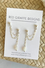 Red Giraffe Designs Sterling Silver Opal Chain Connector Studs