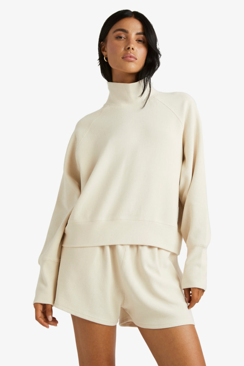 RVCA Sofie Mock Neck Sweater Top - Latte