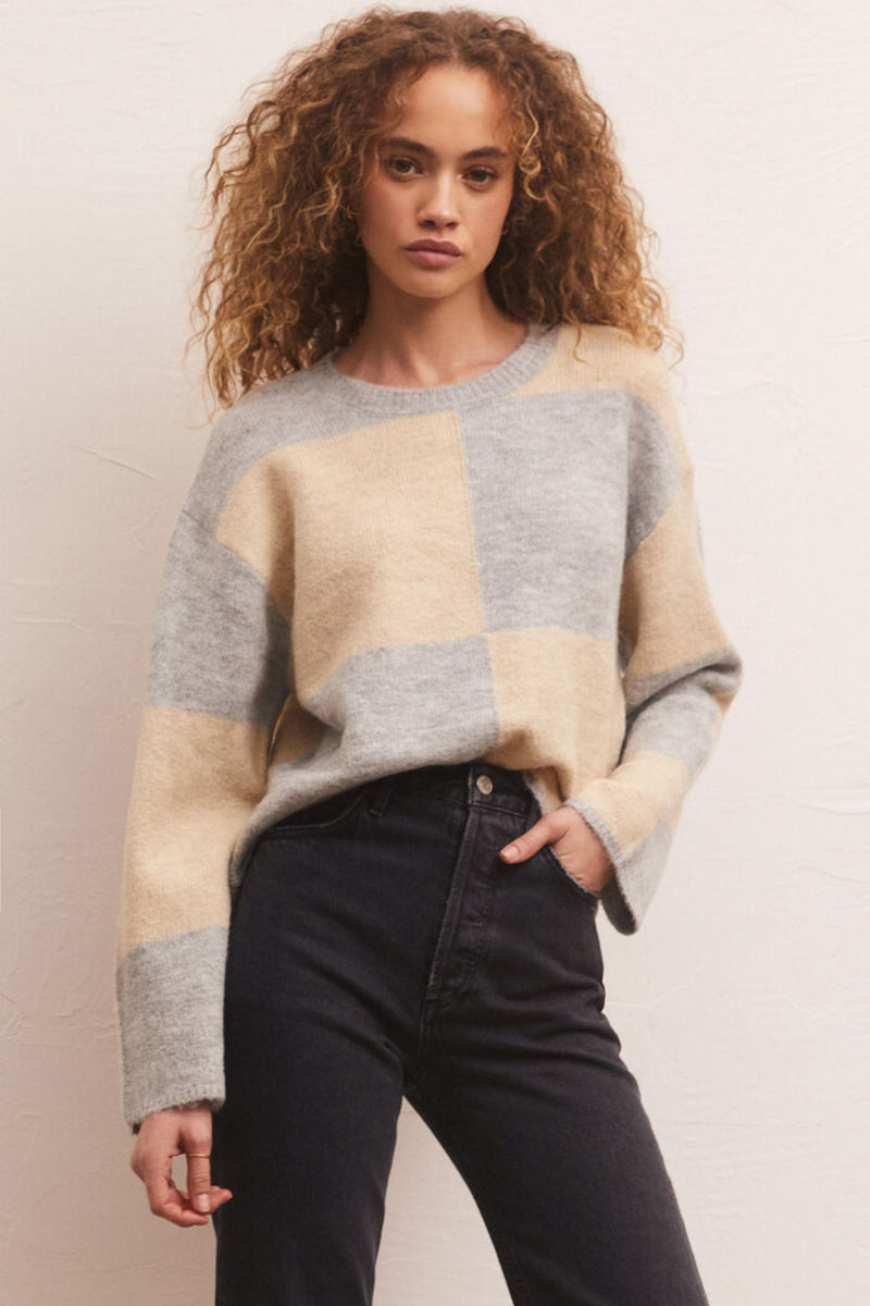 Z Supply Rosi Blocked Sweater - Heather Grey