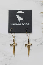 Ravenstone Dagger Earrings - Gold