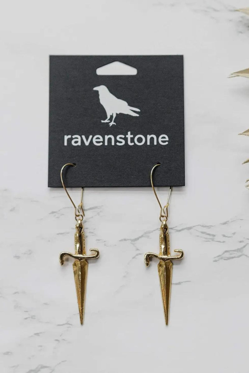 Ravenstone Dagger Earrings - Gold