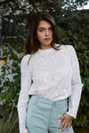 Sadie Floral Eyelet Top White