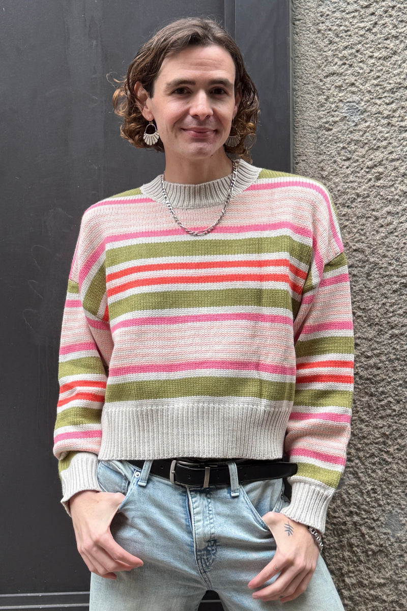 Kelsey Sweater - White/Multi Stripe