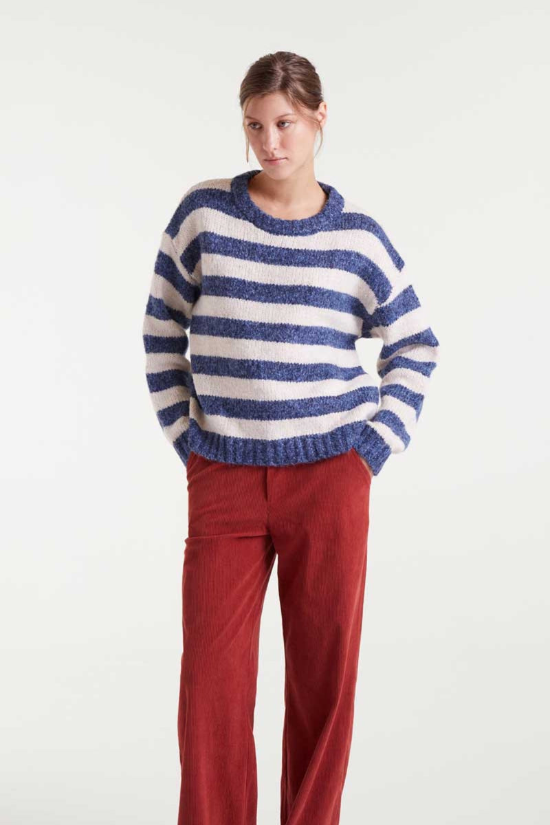 Compañia Fantastica Isabel Sweater - Blue + Creme
