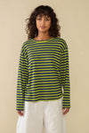 The Culver Striped Tee True Navy + Green Apple