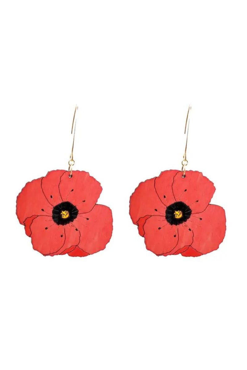 Le Chic Miami Red Poppy Hoop Earrings