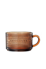 Hobnail Glass Mug with Cover Amber