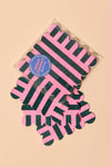 Vellum Coasters - Set of 4 Scalloped Stripe Pink + Green