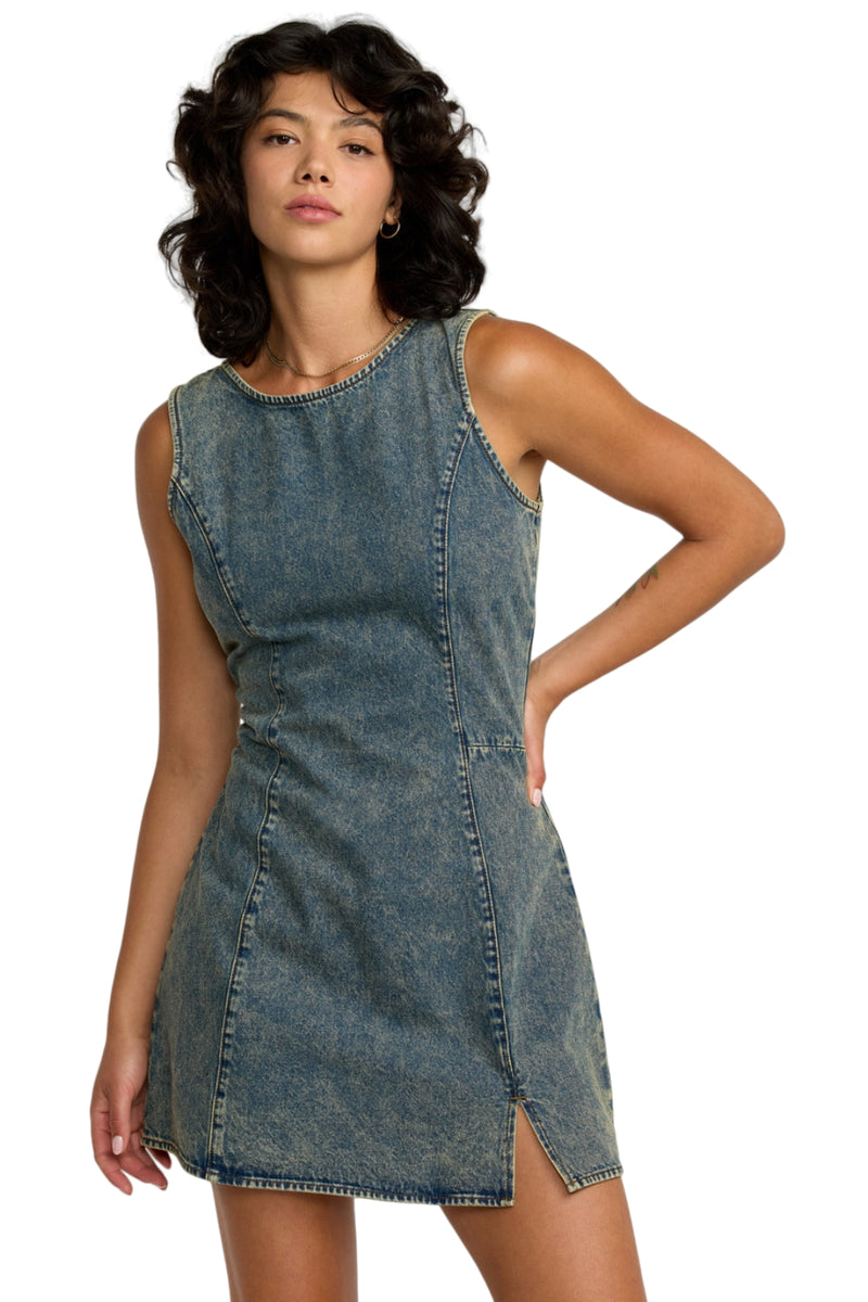RVCA Jessie Mini Dress - Dusty Blue Wash