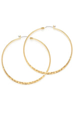2" Hammered Hoop Earrings - Gold