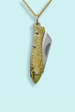 Small Gold Fish Knife Necklace - Gold