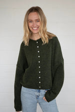 Piper Button Up Cardigan - Hunter Green