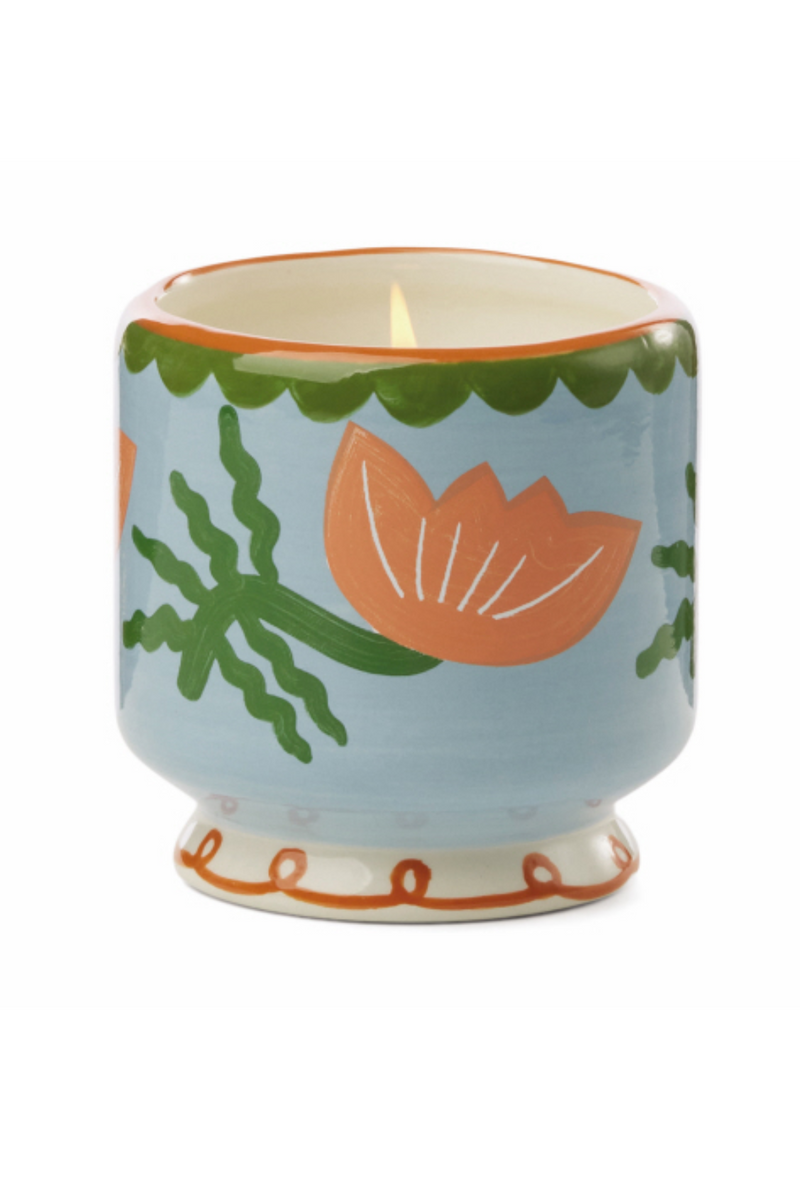 A Dopo 8 oz Hand Painted Ceramic Candle