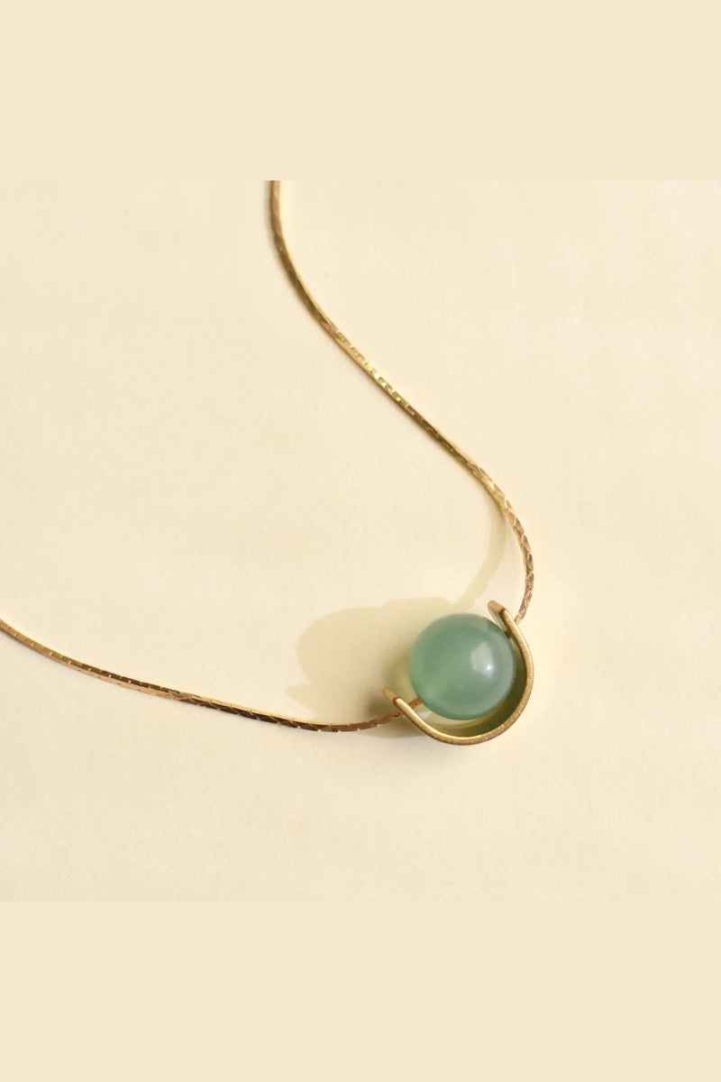 Ker-ij Jewelry Eclipse Necklace on Chain - Green Adventurine