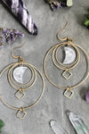 North Earrings - Quartz & Brass