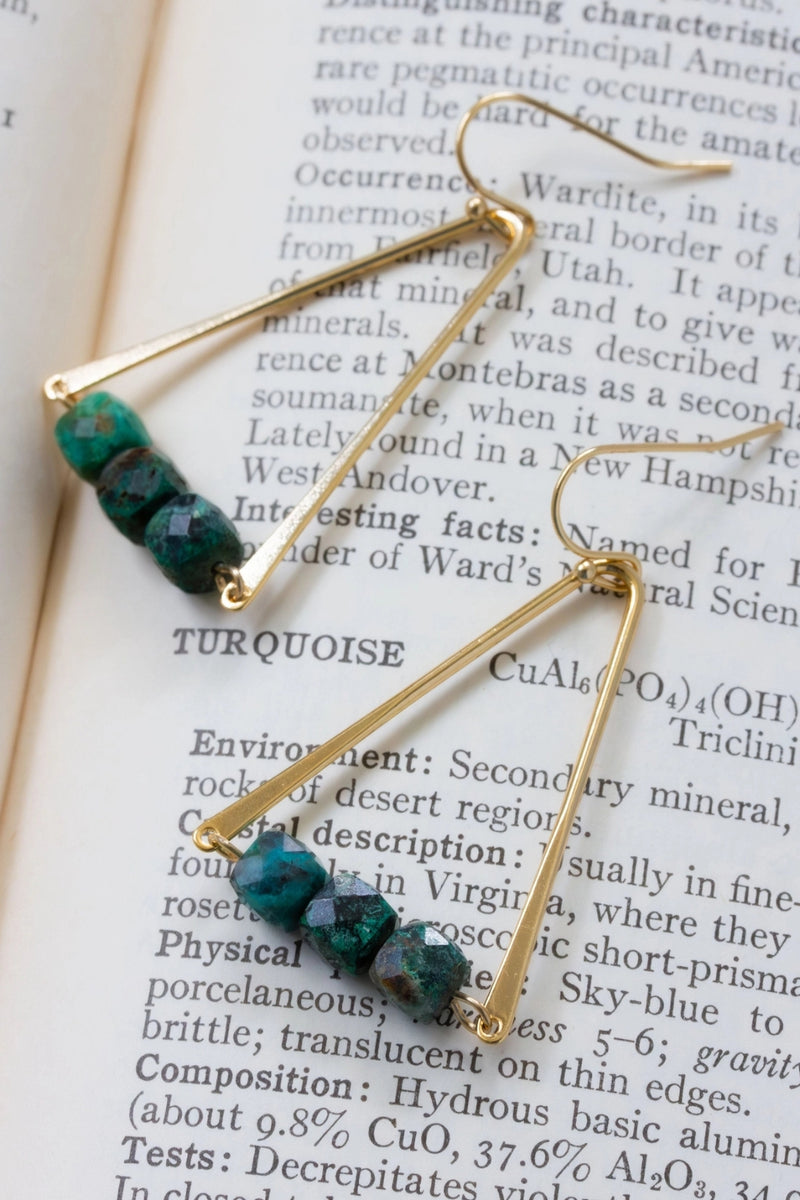 Luna Norte Triple Facet Drop Gemstone Earring - Chrysocolla