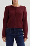 Eliza Button Down Cardigan - Cabernet