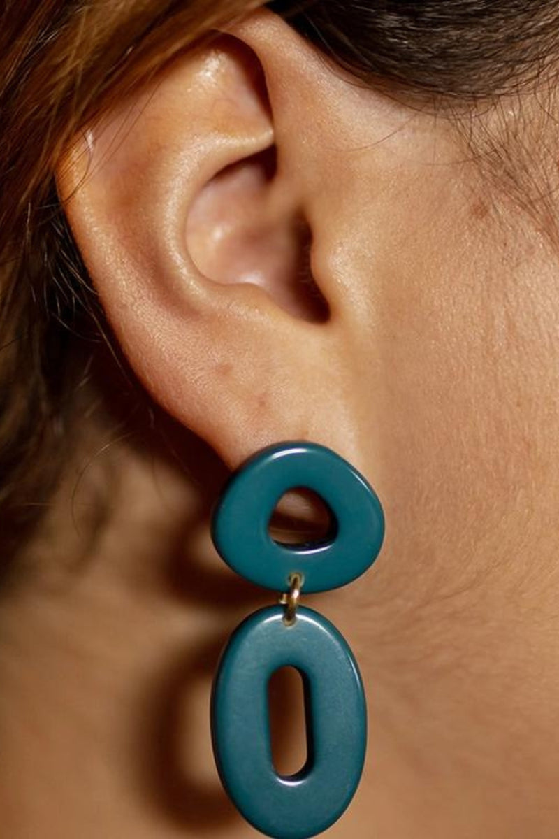 Mata Traders Oblong Blue Hoop Earrings
