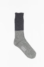 Wool Cotton Slab Socks - Charcoal