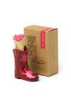 Paddywax Cowboy Boot Match Holder - Red + Pink Flame
