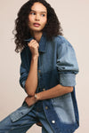 Z Supply On The Road Color Block Jacket - Mixed Indigo