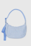 Baggu Medium Nylon Crescent Bag - Light Blue Gingham