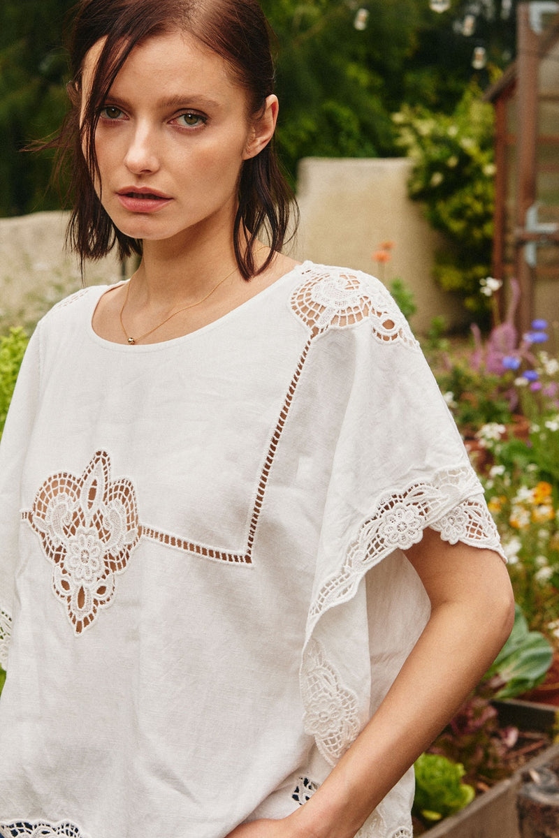 Adele Embroidered Top White