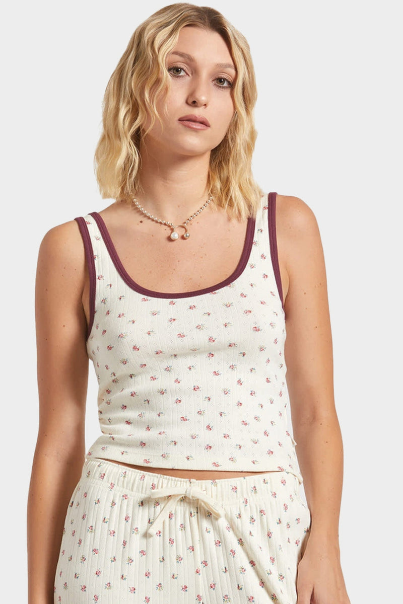 Brixton Off Duty A-Tank - Floral Pointelle