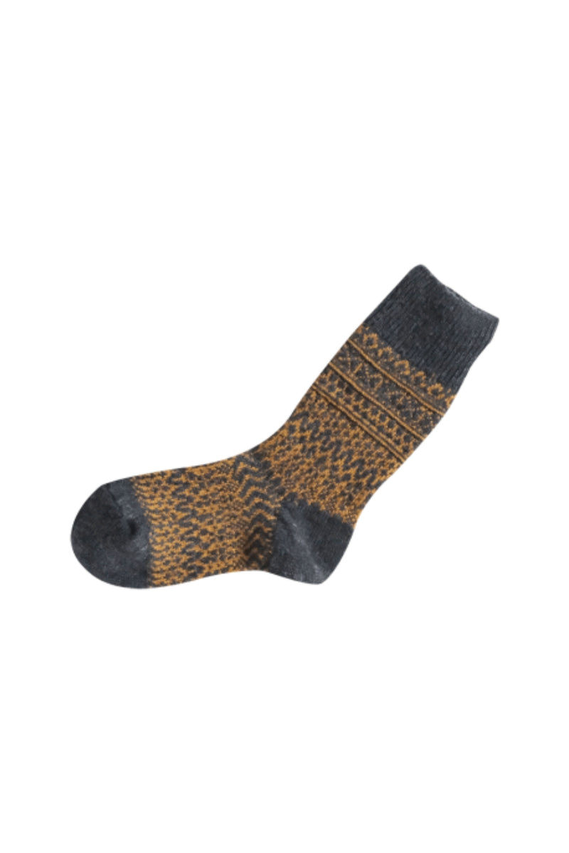 Wool Jacquard Socks - Navy