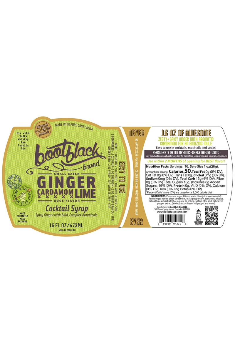 Bootblack Brand Mixers Ginger Cardamom Lime