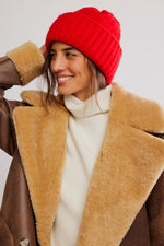 Free People Coast Line Beanie - Bright Red
