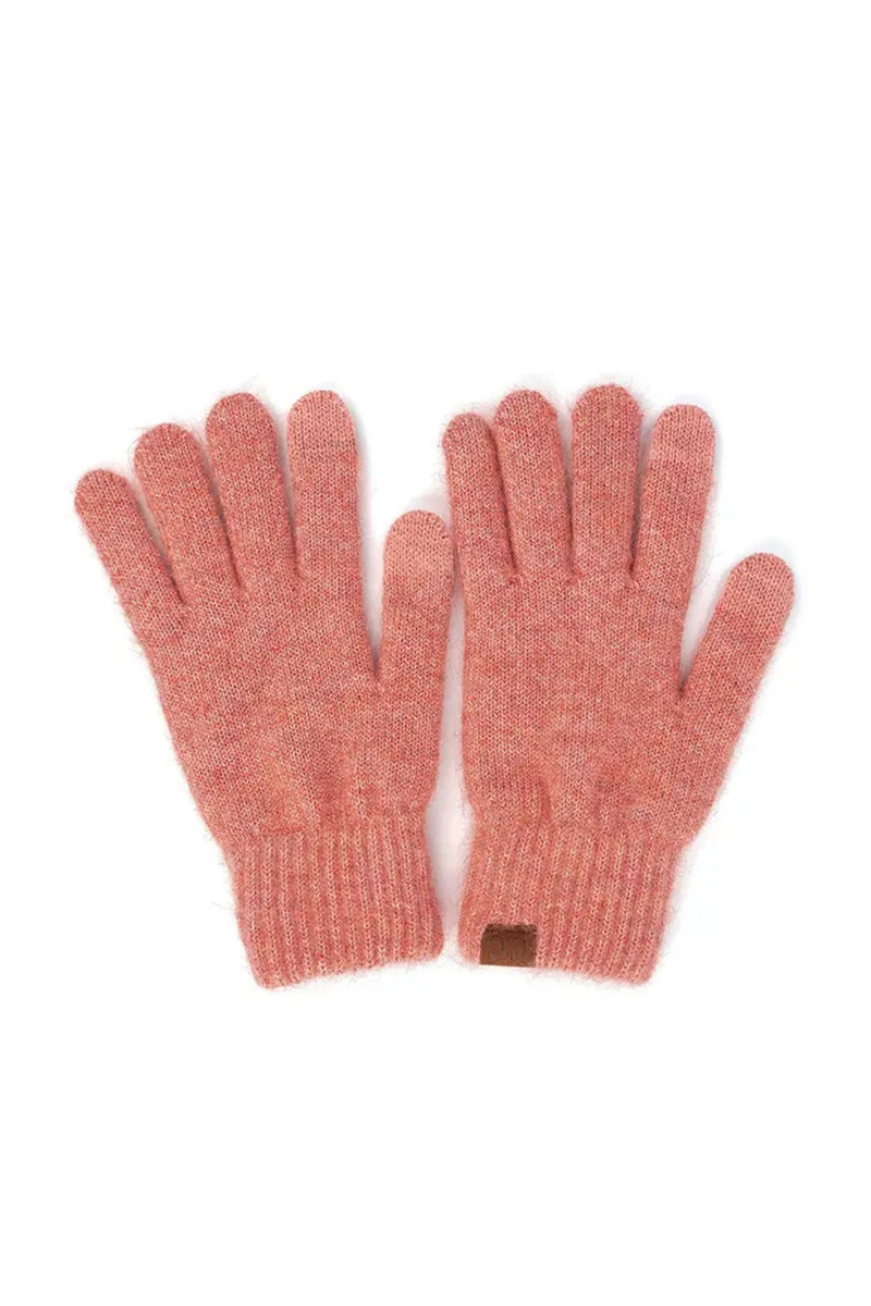 C.C Cable Heather Knit Gloves - Strawberry