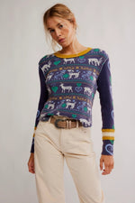 Free People Blissful Layering Tee - Navy Combo