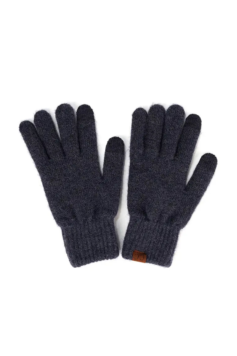 C.C Cable Heather Knit Gloves - Navy