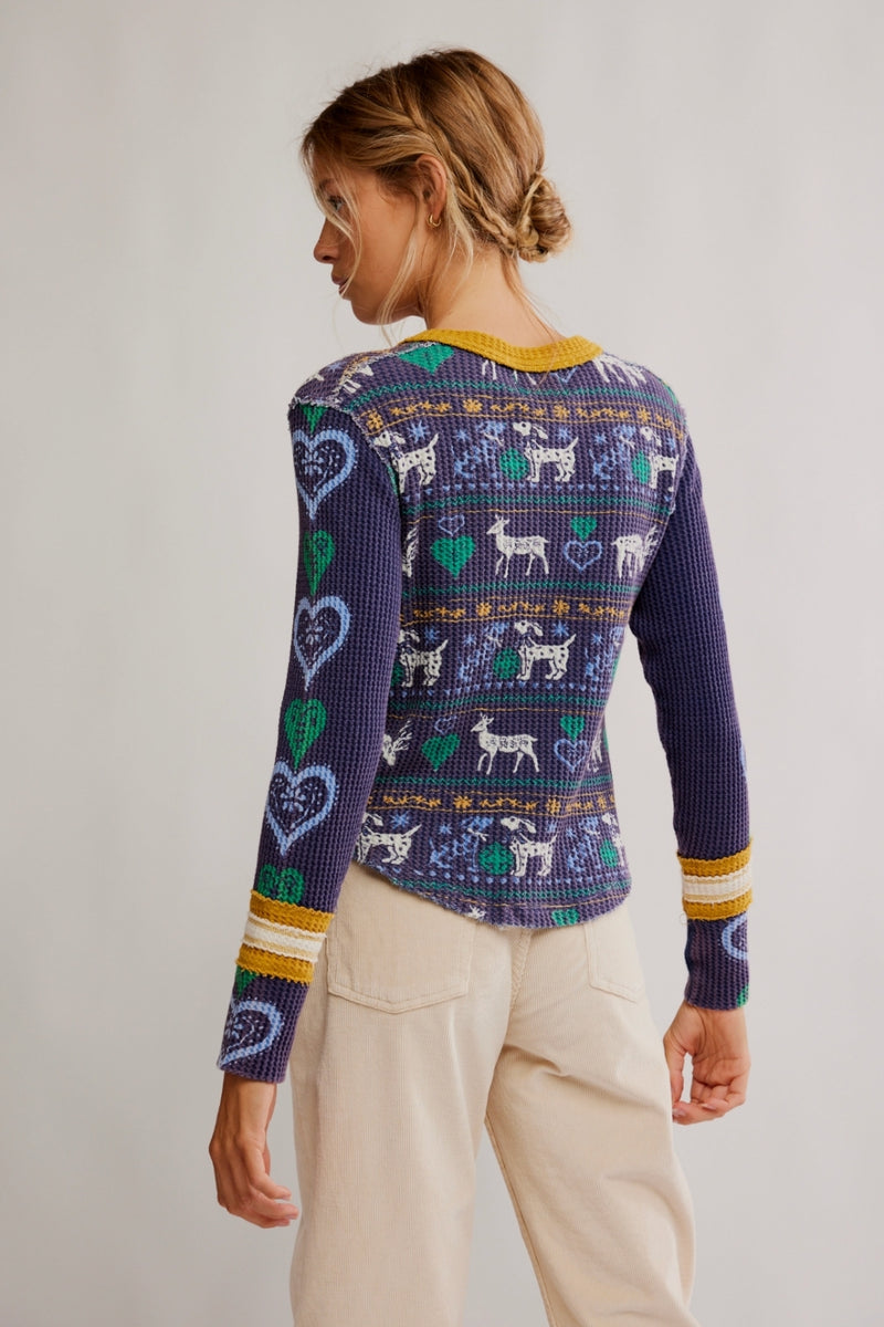 Free People Blissful Layering Tee - Navy Combo