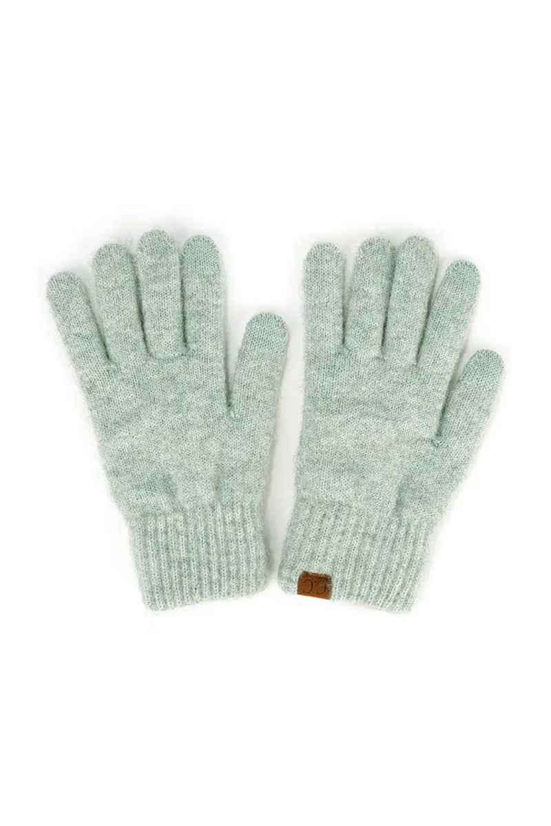 C.C Cable Heather Knit Gloves - Mint