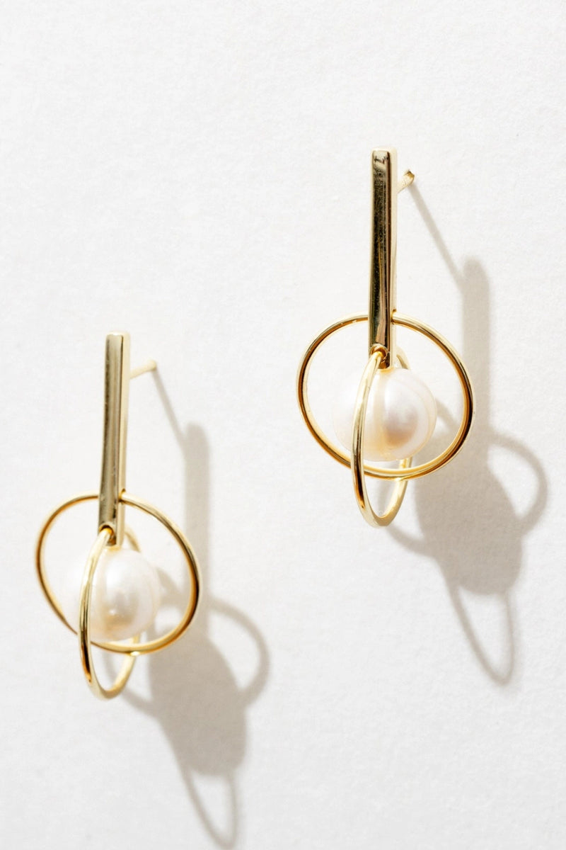 Pearl Geo 14K Gold Plated Drop Earrings