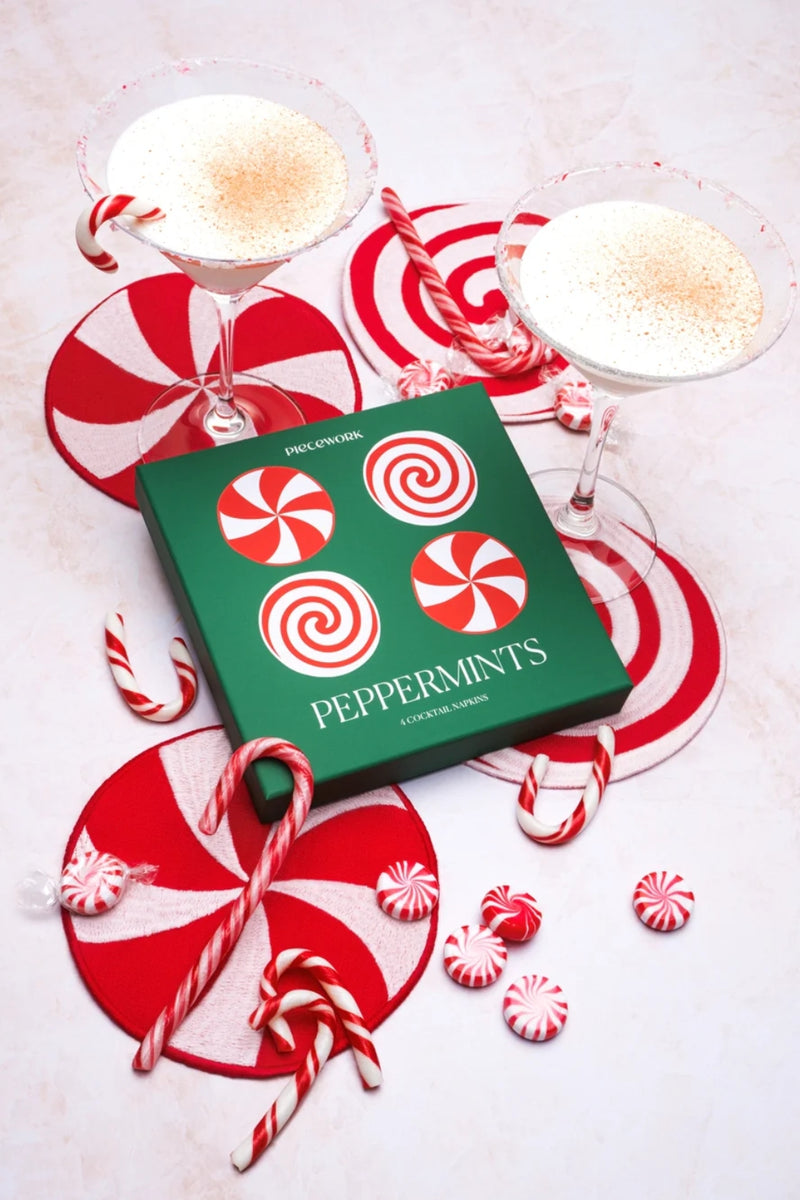 Piecework Cocktail Napkins - Peppermints