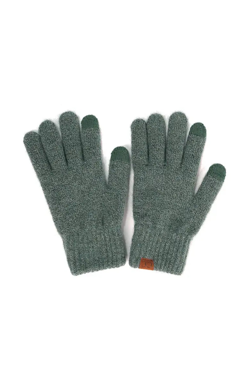 C.C Cable Heather Knit Gloves - Forest