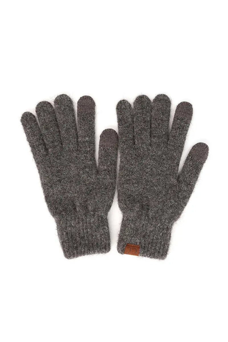 C.C Cable Heather Knit Gloves - Charcoal